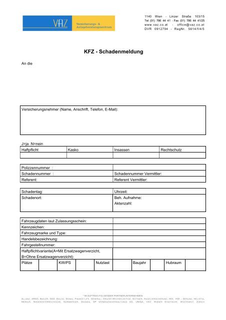 KFZ - Schadenmeldung - VAZ Versicherungs ...