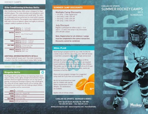 2013 summer hockey camps brochure (pdf) - Canlan Ice Sports