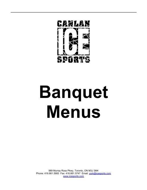 York Banquet Menus - Canlan Ice Sports