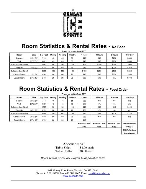 York Banquet Menus - Canlan Ice Sports