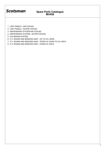 Spare Parts Catalogue MV456 - Scotsman Ice Systems