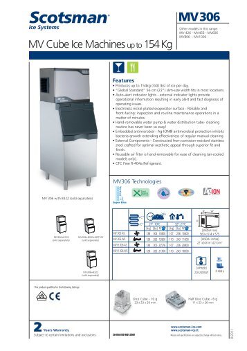 MV Cube Ice Machines up to154 Kg - Scotsman