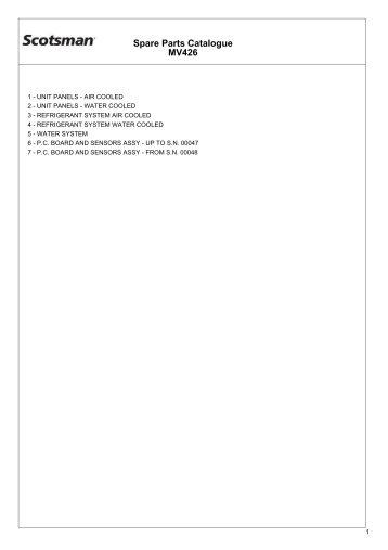 Spare Parts Catalogue MV426 - Scotsman Ice Systems