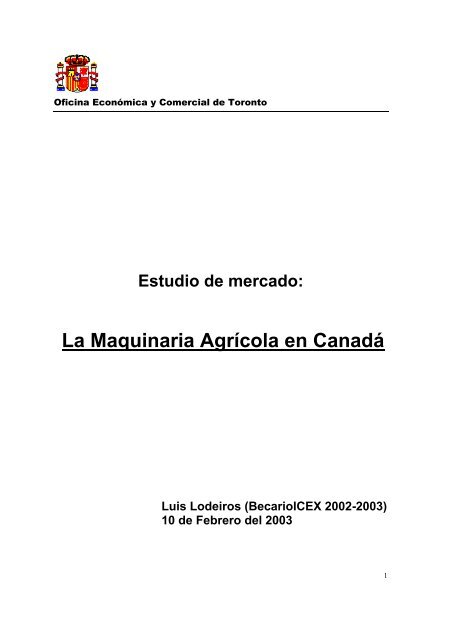 La Maquinaria AgrÃ­cola en CanadÃ¡ - Icex