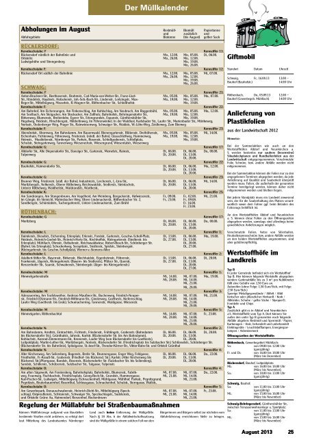 Der Veranstaltungskalender - Mitteilungsblatt