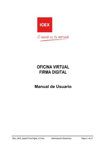 OFICINA VIRTUAL FIRMA DIGITAL - Icex