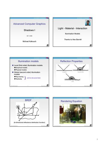 Advanced Computer Graphics Shadows I Light - Material ...