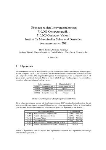 Übungen zu den Lehrveranstaltungen 710.003 Computergrafik 1 ...