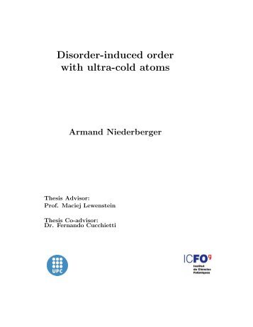 Disorder-induced order with ultra-cold atoms - ICFO