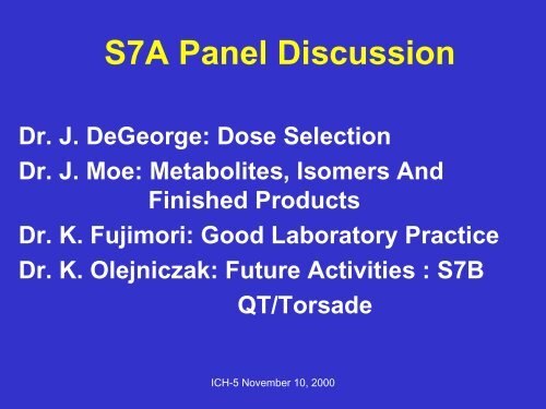 Presentation on S7A - ICH