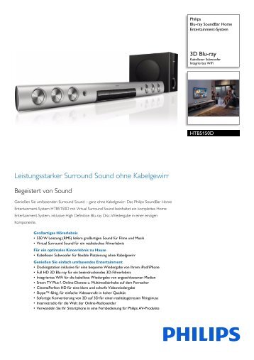 HTB5150D/12 Philips Blu-ray SoundBar Home Entertainment-System