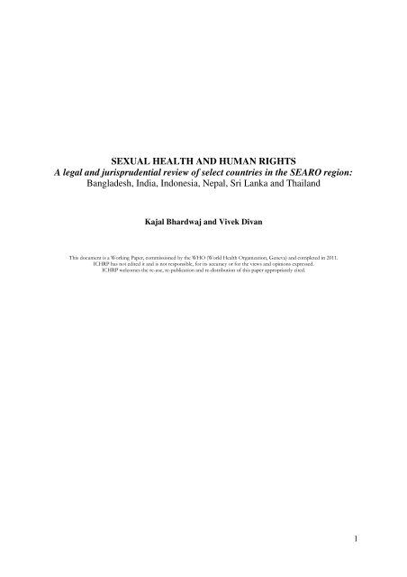 Kajal Sex Downloads - SEXUAL HEALTH AND HUMAN RIGHTS A legal and ... - The ICHRP