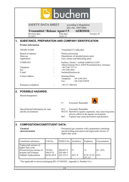 Safety Data Sheet - Buchem Chemie + Technik Gmbh und Co. KG