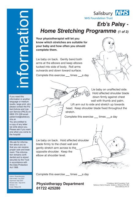 erb's palsy physiotherapy exercises pdf