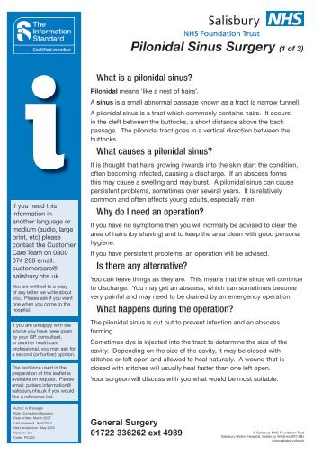 Pilonidal Sinus Surgery - ICID - Salisbury NHS Foundation Trust