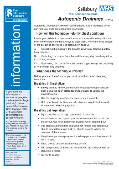 Autogenic Drainage - ICID - Salisbury NHS Foundation Trust