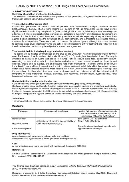 Oral sodium Clodronate - ICID - Salisbury NHS Foundation Trust