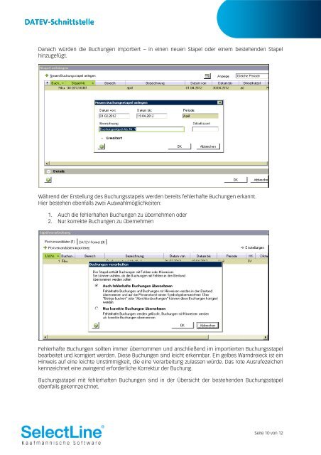 Datev Schnittstellenbeschrieb - SelectLine