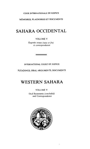 sahara occidental western sahara - Cour international de Justice