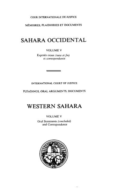 sahara occidental western sahara - Cour international de Justice