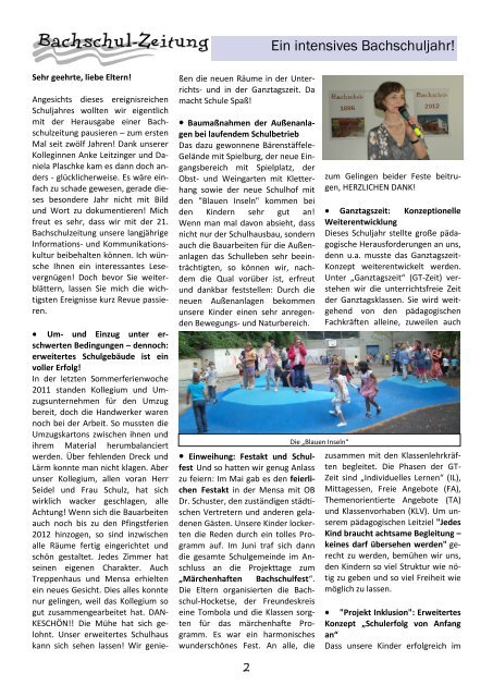 Juli 2012 Ausgabe 21 In dieser Ausgabe - Bachschule Feuerbach