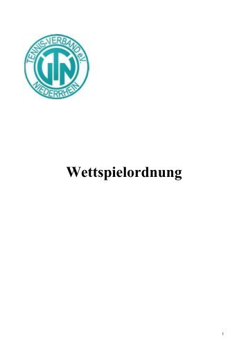 TVN Wettspielordnung 2014 - Tennis-Verband Niederrhein e.V.