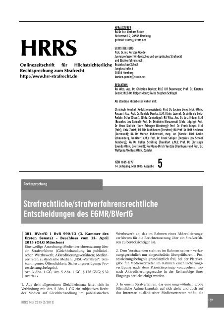 HRRS Ausgabe 5/2013 - hrr-strafrecht.de