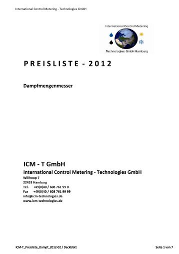 PREISLISTE - 2 0 1 2 Dampfmengenmesser - ICM Technologies ...