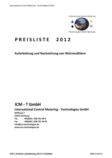 P R E I S L I S T E     2 0 1 2 - ICM Technologies / ICM Technologies
