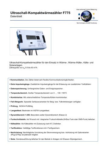 Ultraschall-KompaktwÃ¤rmezÃ¤hler F775 - ICM Technologies / ICM ...