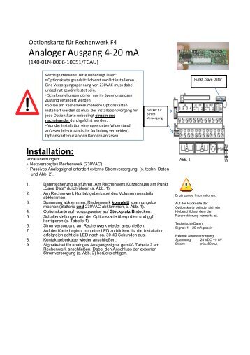 Rechenwerk F4 â Optionskarte Analog out - ICM Technologies / ICM ...