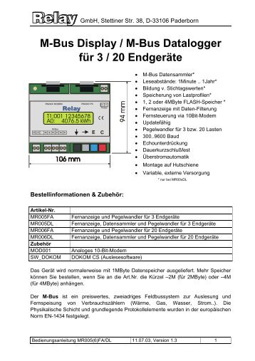 Bedienungsanleitung MR005(6)FA/DL - ICM Technologies / ICM ...