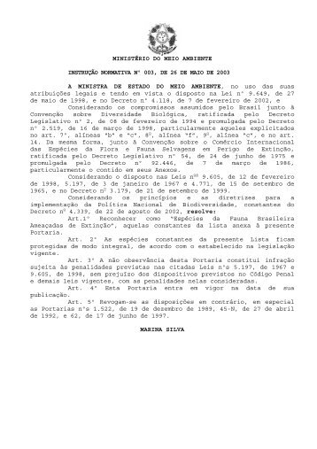 Instrução Normativa MMA nº 03, de 27 de maio de 2003