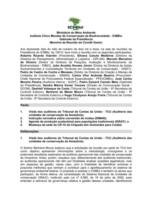 Ministério do Meio Ambiente Instituto Chico Mendes de ... - ICMBio