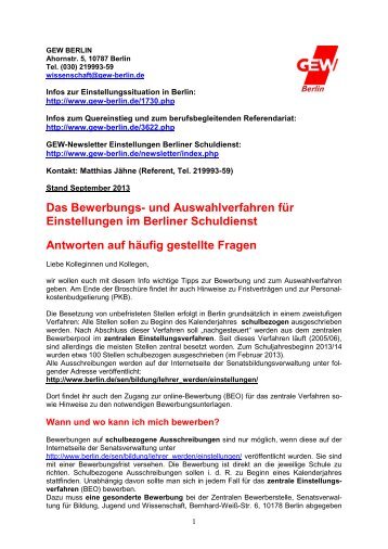 und Auswahlverfahren in Berlin [pdf] ( pdf | 256,70 KB) - GEW-Berlin