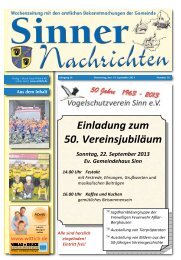 Sinner Nachrichten Nr. 38 vom 19. September 2013 - Gemeinde Sinn