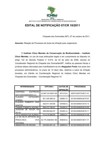 Edital de Notificação 007/2011 - ICMBio