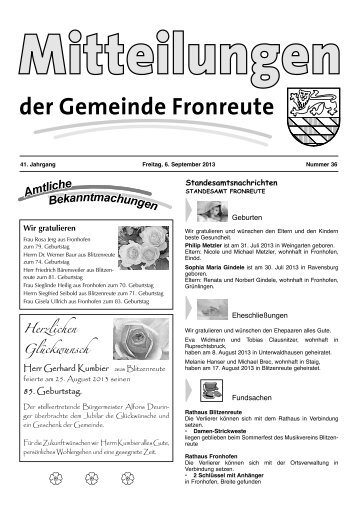 Mitteilungsblatt vom 06.09.2013 - Fronreute