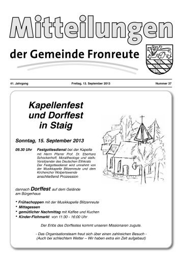 Mitteilungsblatt vom 13.09.2013 - Fronreute