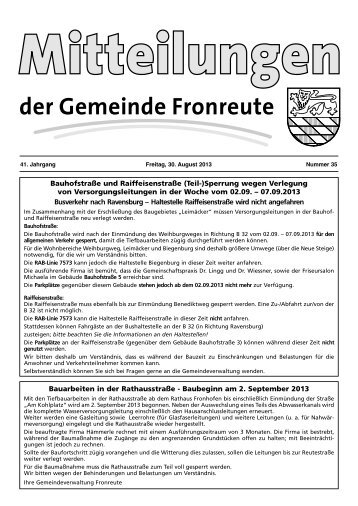 Mitteilungsblatt vom 30.08.2013 - Fronreute