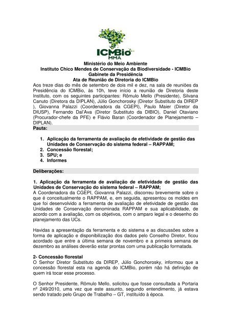 Ministério do Meio Ambiente Instituto Chico Mendes de ... - ICMBio