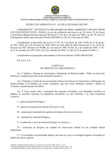 Instrução Normativa nº 154/2007 - ICMBio