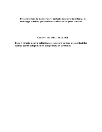 Etapa I: Studiu pentru definitivarea structurii optime si ... - ICMET