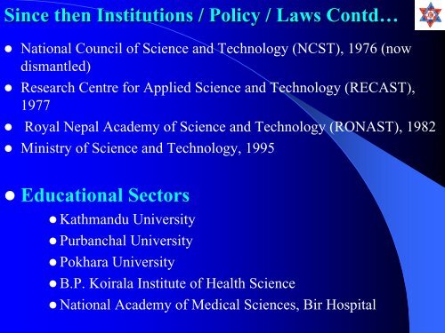 Status of Science and Technology in Nepal - ICMR : International ...