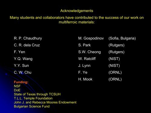 Effects of high pressure, magnetic fields, and substitutions - ICMR ...