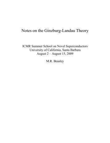 Notes on the Ginzburg-Landau Theory - ICMR : International Center ...