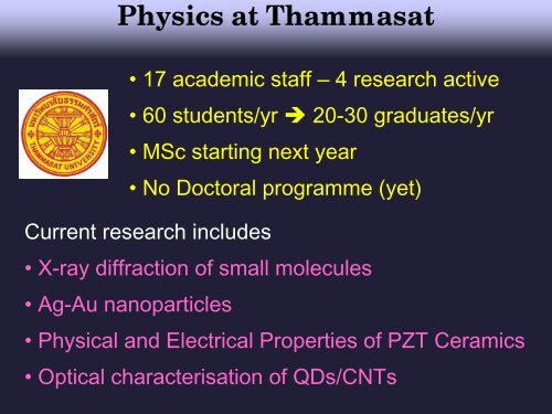 Materials Research in Thailand - International Center for Materials ...