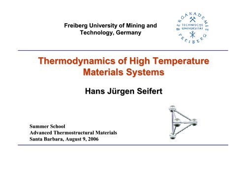 Thermodynamics of High Temperature Materials Systems