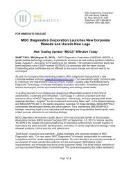 MGC Diagnostics Corporation Launches New Corporate Website and