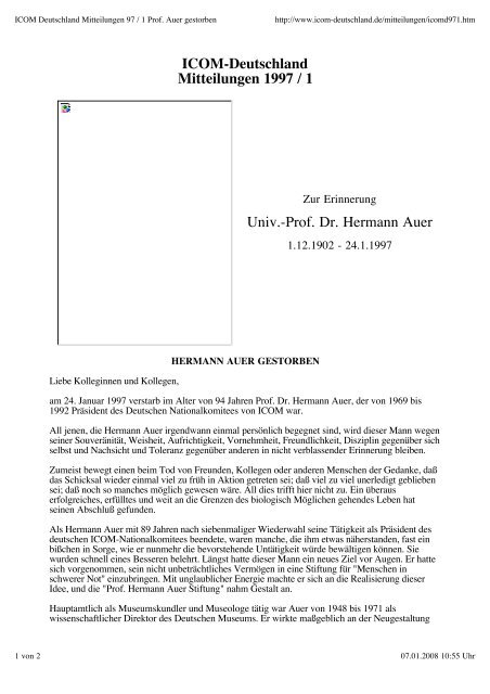 Mitteilungen 1997/1 - ICOM Deutschland